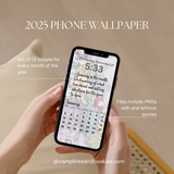 2025 Cellphone Wallpaper Calendar with a Floral Embroidery Aesthetic