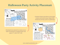 Printable Halloween Party Placemat Activity Sheet Letter Size