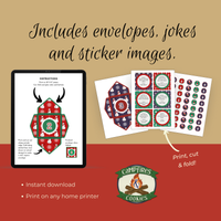 Printable Christmas Advent Envelopes with Child Appropriate Jokes - Traditional Colors