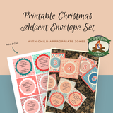 Printable Christmas Advent Envelopes with Child Appropriate Jokes - Muted Colors