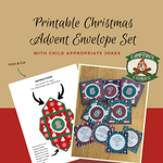 Printable Christmas Advent Envelopes with Child Appropriate Jokes - Traditional Colors